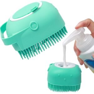 2-in-1 Pet Shampoo Massager Brush - Silicone Grooming Scrubber for Dogs & Cats
