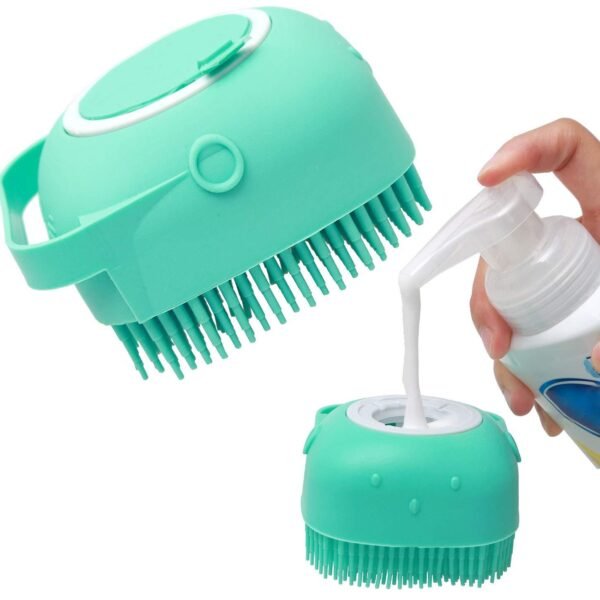 2-in-1 Pet Shampoo Massager Brush - Silicone Grooming Scrubber for Dogs & Cats