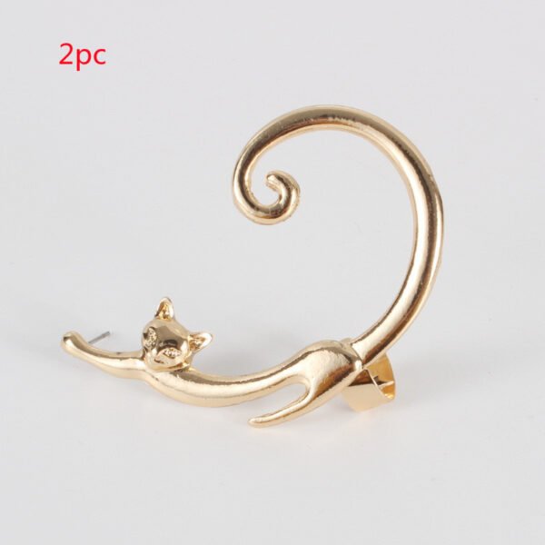 Punk Style Cat Ear Cuff & Stud Earring – Edgy Gothic Rock Jewelry for Women - Image 3