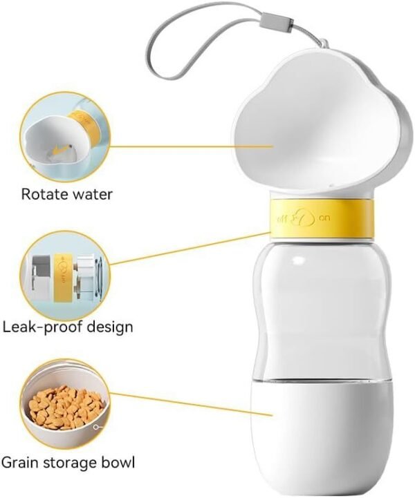Portable Dog Water Bottle with Food Bowl – Leak-Proof Pet Travel Essentials for Dogs & Cats - Image 5
