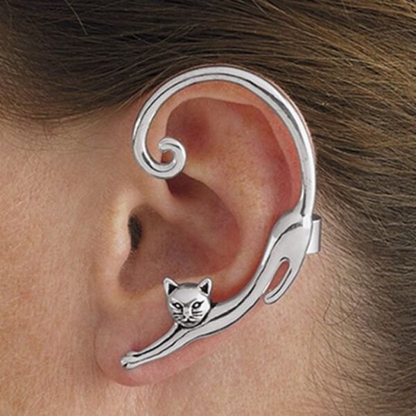 Punk Style Cat Ear Cuff & Stud Earring – Edgy Gothic Rock Jewelry for Women