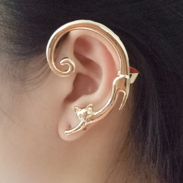 Punk Style Cat Ear Cuff & Stud Earring – Edgy Gothic Rock Jewelry for Women - Image 9