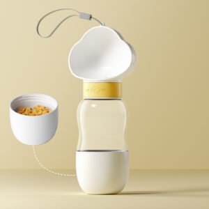 Portable Dog Water Bottle with Food Bowl – Leak-Proof Pet Travel Essentials for Dogs & Cats