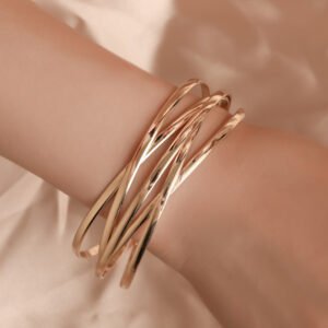 Metal Cross Bracelet – Stylish Geometric Design in 4 Finishes